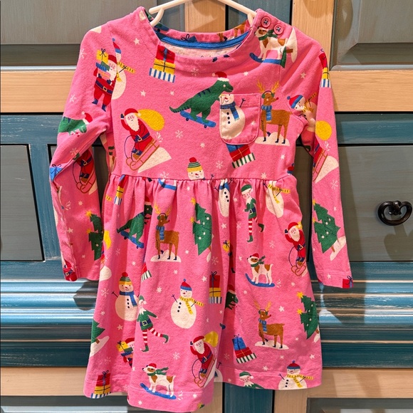 Mini Boden Other - Mini Boden Pink Holiday Dress with Festive Print